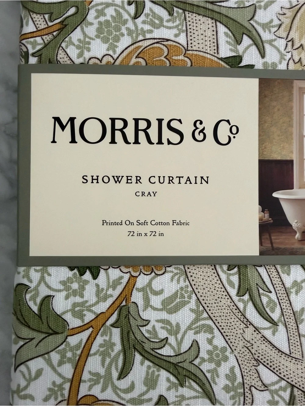 William Morris & Co Cray Shower Curtain Fabric 72x72” Flowers Green Yellow New